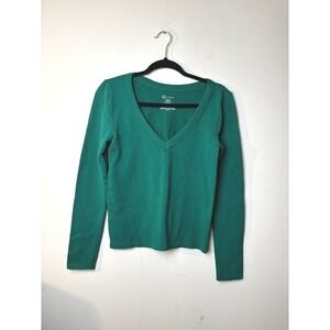 No Boundaries XL 15-17 Henley Y2K Green Ribbed V Neck Long Sleeve Top